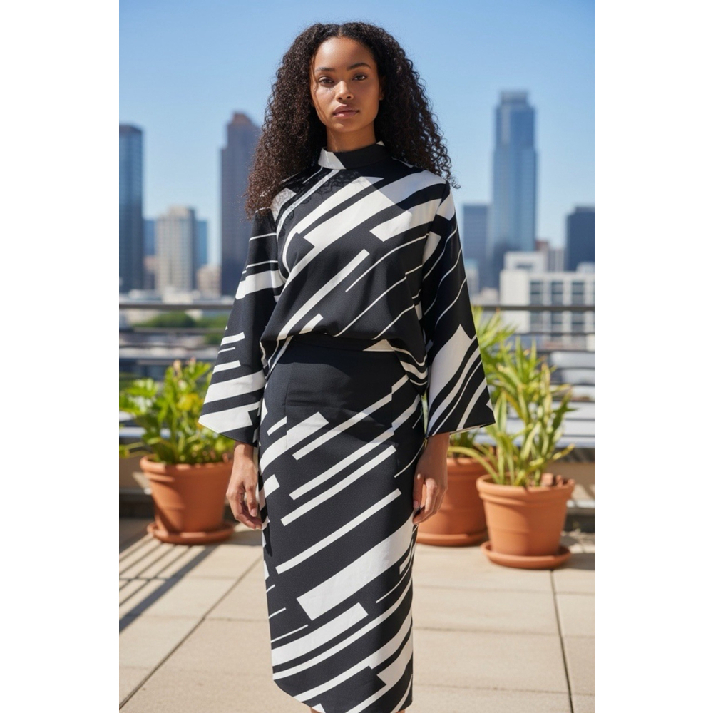 Zara Geometric Print Top and Skirt Set NWT Large